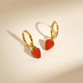 Boucles d'Oreilles Fraise Émail Plaqué Or – Bijoux Bohème | Focusstore