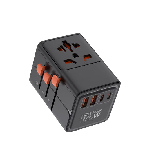 Adaptateur de voyage universel 65W GaN, prise universelle et 2 ports USB-A + 2 ports USB-C