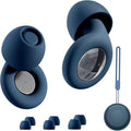 Bouchons d'oreilles en silicone bleu nuit avec trois tailles d'embouts et étui à cordon