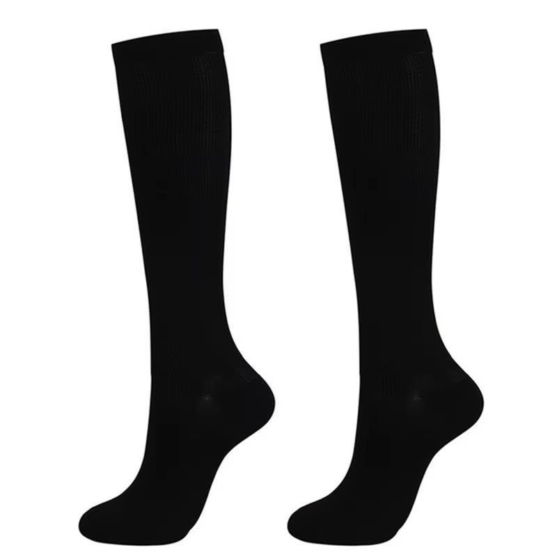 Paire de chaussettes de compression noires 15-20 mmHg, hauteur genou
