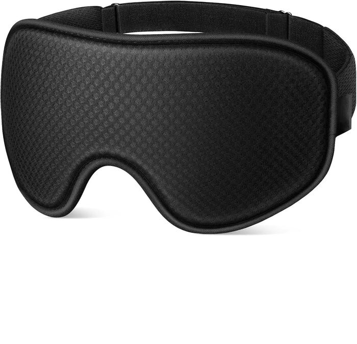 Masque de sommeil 3D occultant noir, coque moulée et sangle réglable